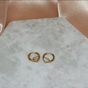 Tiny Golden Heart Hoop Earrings